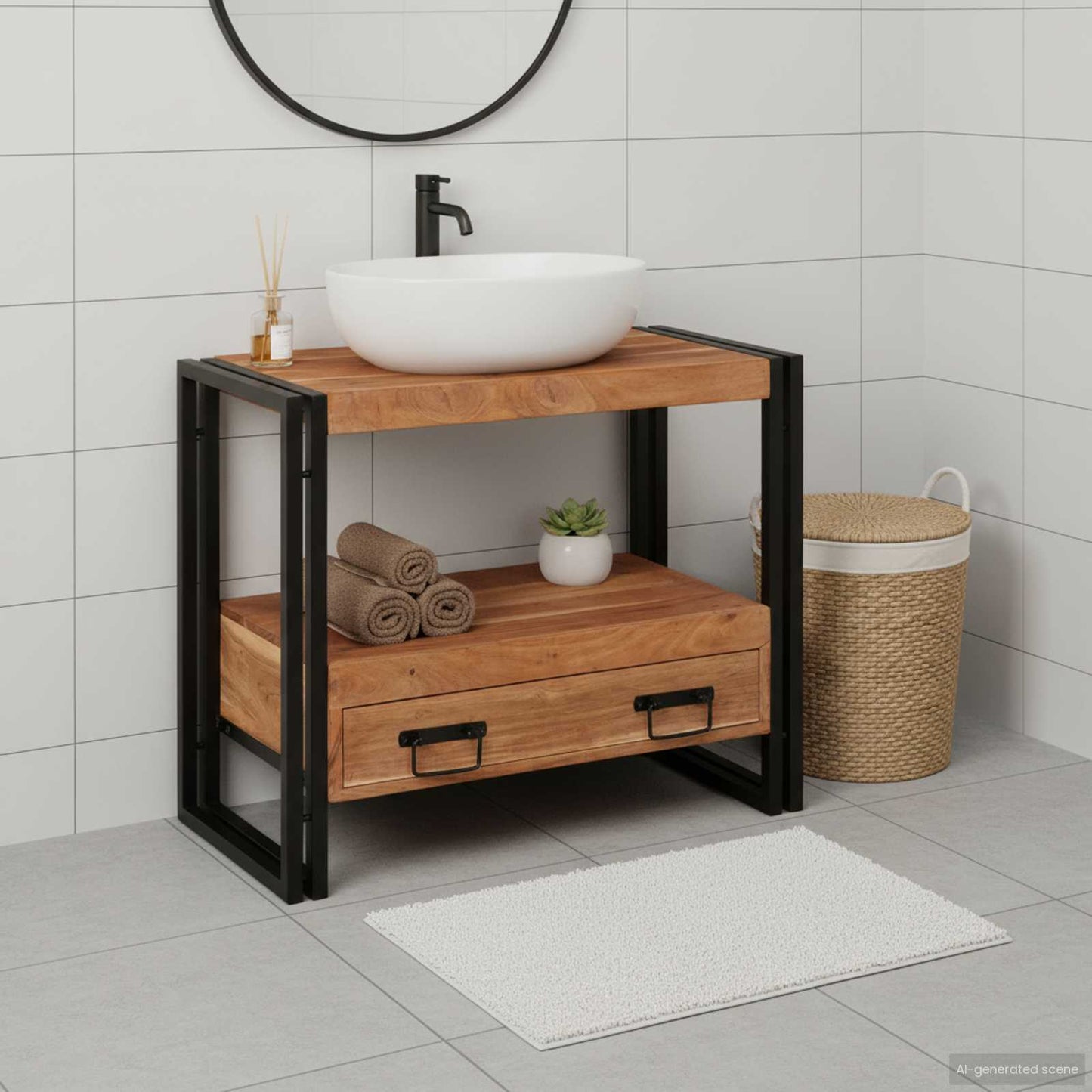 vidaXL Waschtischunterschrank Braun 71 x 33 x 58 cm Massivholz Akazie