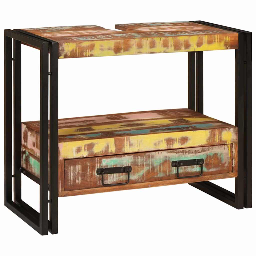 Waschtischunterschrank Mehrfarbig Massives upgecyceltes Holz