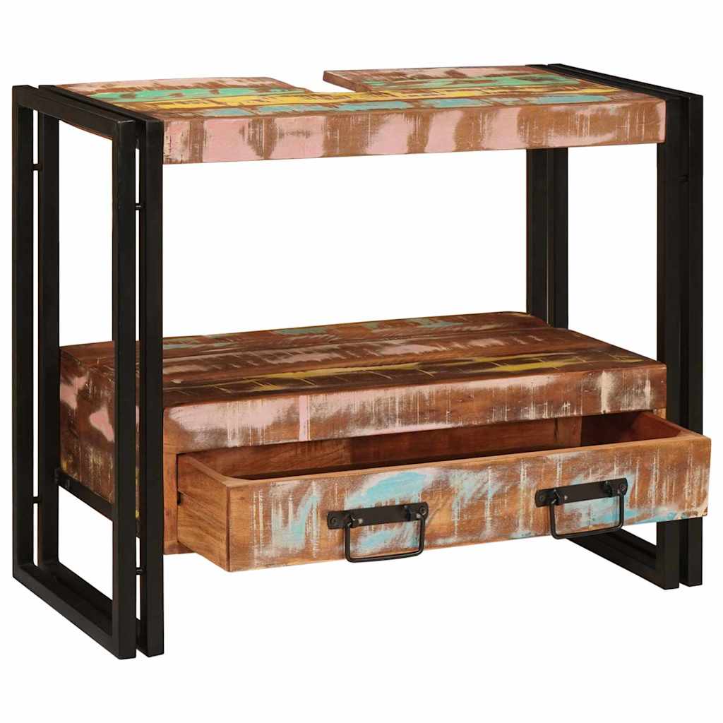 Waschtischunterschrank Mehrfarbig Massives upgecyceltes Holz