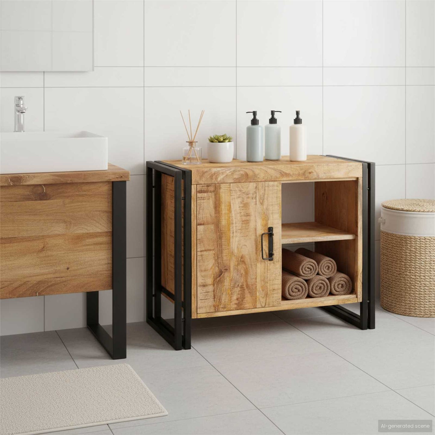 vidaXL Waschbeckenunterschrank Braun 71 x 33 x 58 cm Massivholz Mango