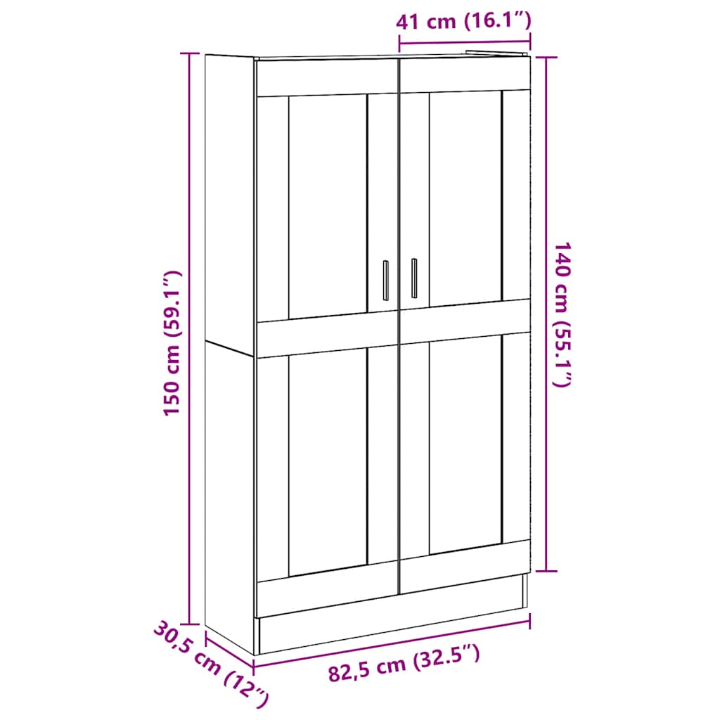 vidaXL Bahut chêne artisan 82,5 x 30,5 x 150 cm bois d'ingénierie