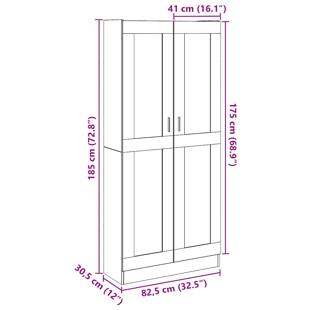 vidaXL Highboard Chêne Artisan 82,5x30,5x185 cm Bois d'ingénierie