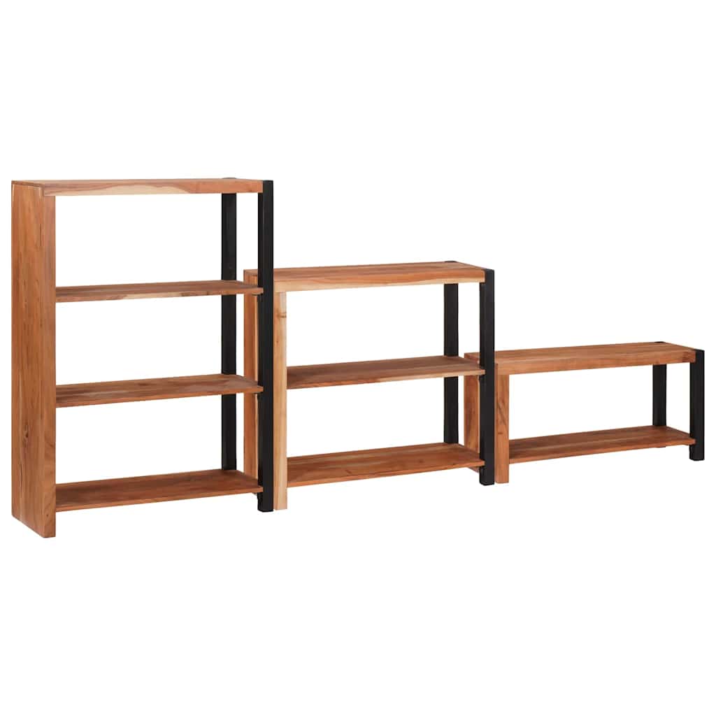 vidaXL Bücherregal 3 pcs Braun 80 x 30 x 110 cm Massivholz Akazie