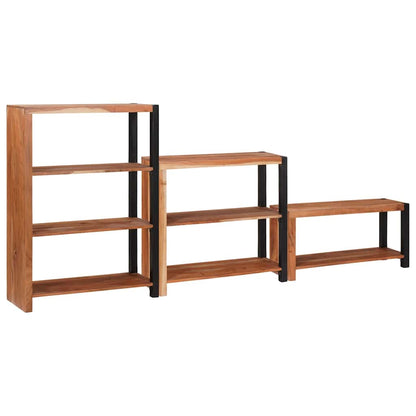vidaXL Bücherregal 3 pcs Braun 80 x 30 x 110 cm Massivholz Akazie