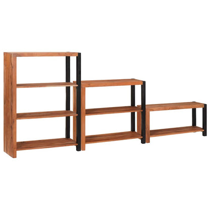 vidaXL Bücherregal 3 pcs Braun 80 x 30 x 110 cm Massivholz Akazie