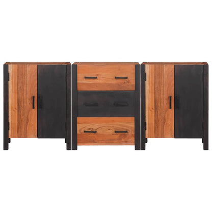 vidaXL Sideboard 3 pcs Braun 55 x 30 x 75 cm Massivholz Akazie