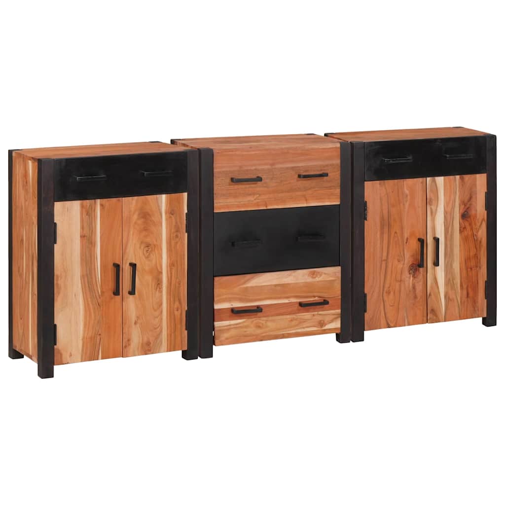 Sideboard 3 pcs Braun 165 x 30 x 75 cm Massivholz Akazie
