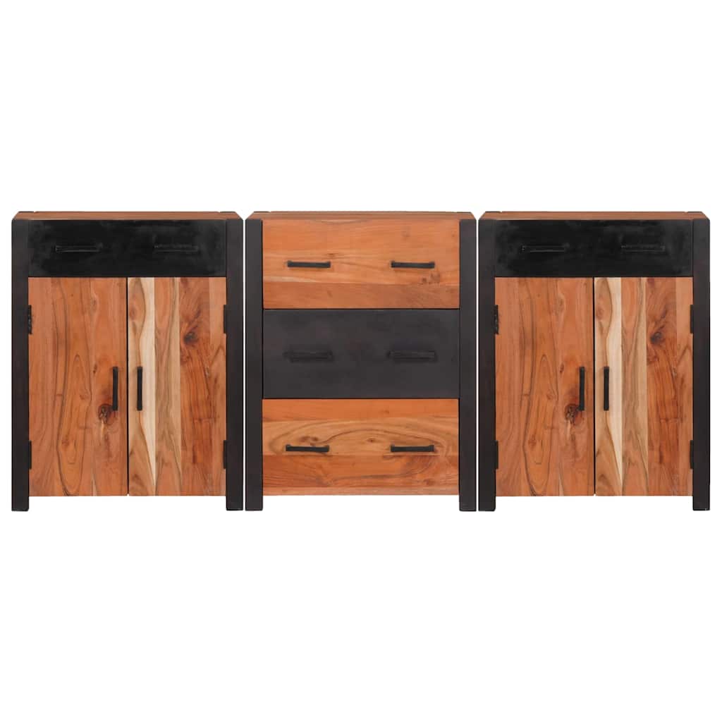Sideboard 3 pcs Braun 165 x 30 x 75 cm Massivholz Akazie