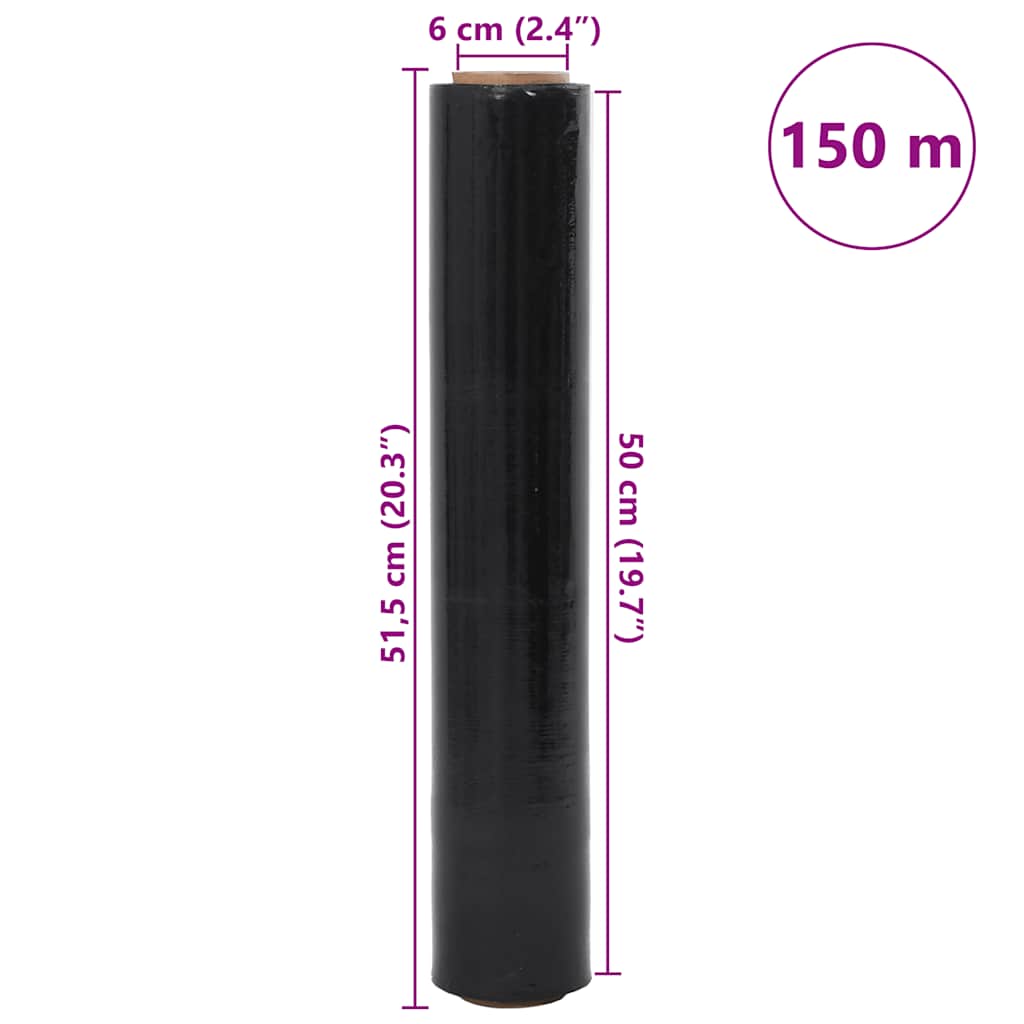 Stretchfolie 2 Stk. Schwarz 17 μm 50 cm x 150 m