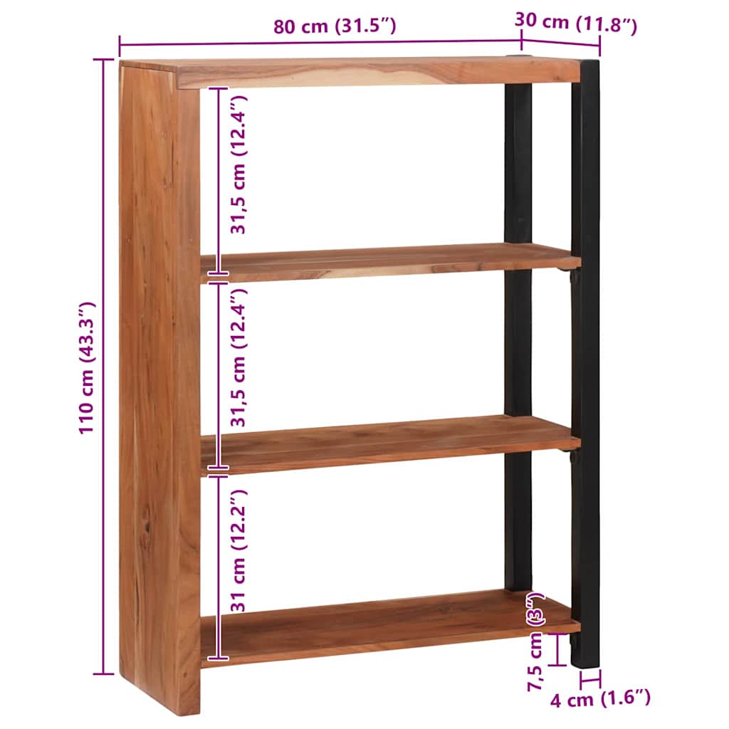 vidaXL Bibliothèque marron 80 x 30 x 110 cm en bois d'acacia massif