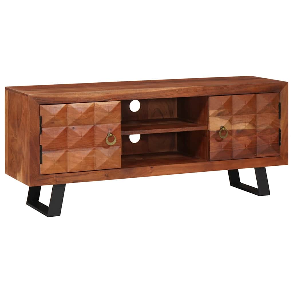 vidaXL Meuble TV marron miel 112 x 30 x 48 cm bois d'acacia massif