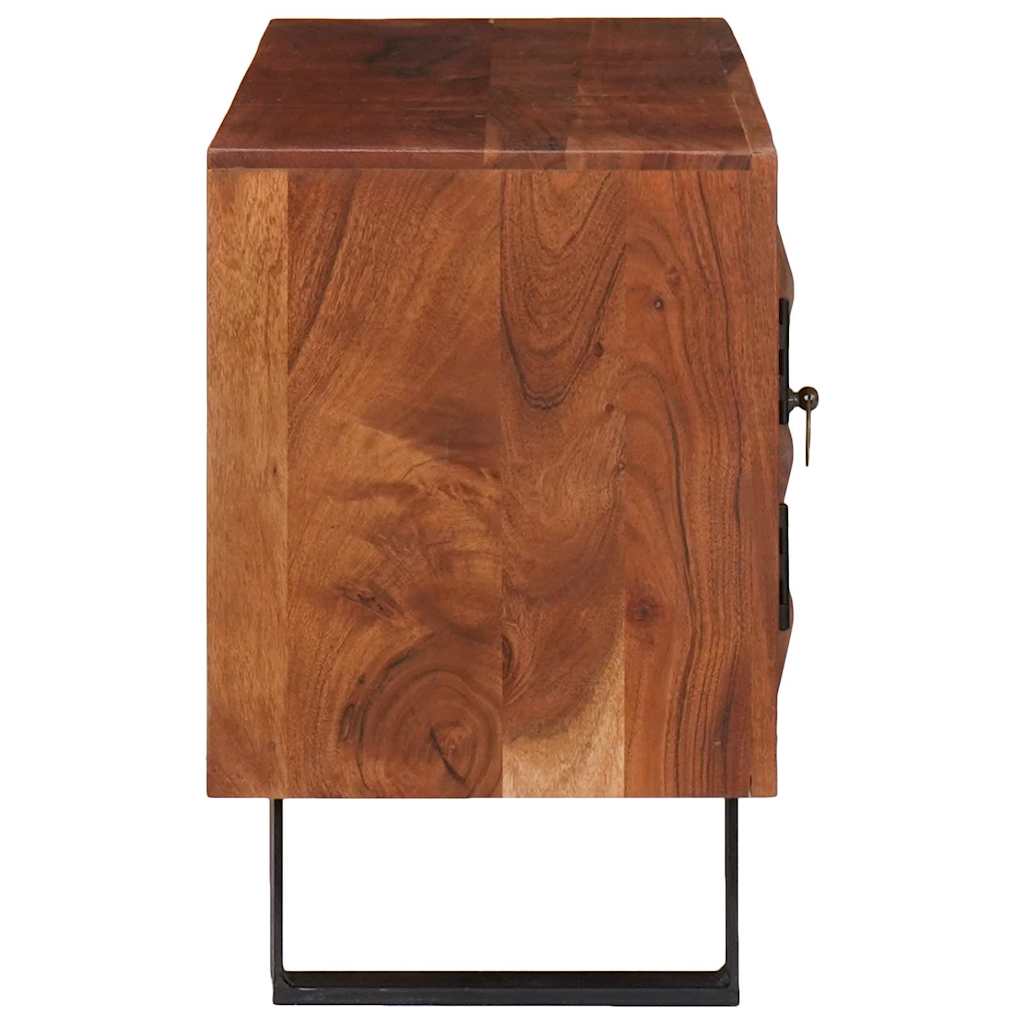 vidaXL Meuble TV marron miel 112 x 30 x 48 cm bois d'acacia massif