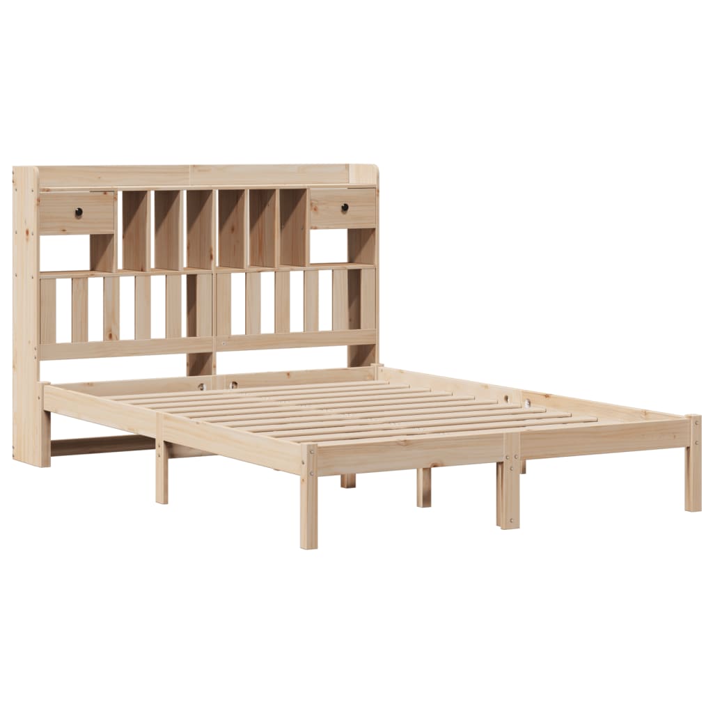 vidaXL Massivholzbett mit Regal ohne Matratze 150x200 cm Kiefernholz