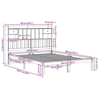 vidaXL Massivholzbett mit Regal ohne Matratze 160x200 cm Kiefernholz