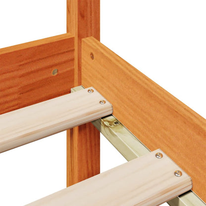 vidaXL Massivholzbett mit Regal ohne Matratze Wachsbraun 100x200 cm