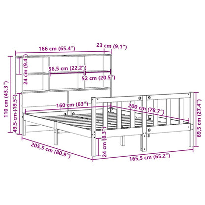 vidaXL Massivholzbett mit Regal ohne Matratze 160x200 cm Kiefernholz
