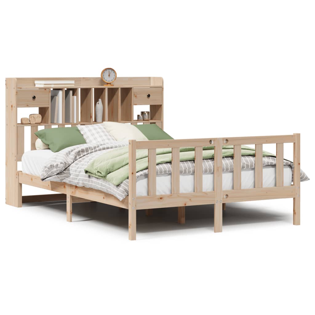 vidaXL Massivholzbett mit Regal ohne Matratze 140x200 cm Kiefernholz
