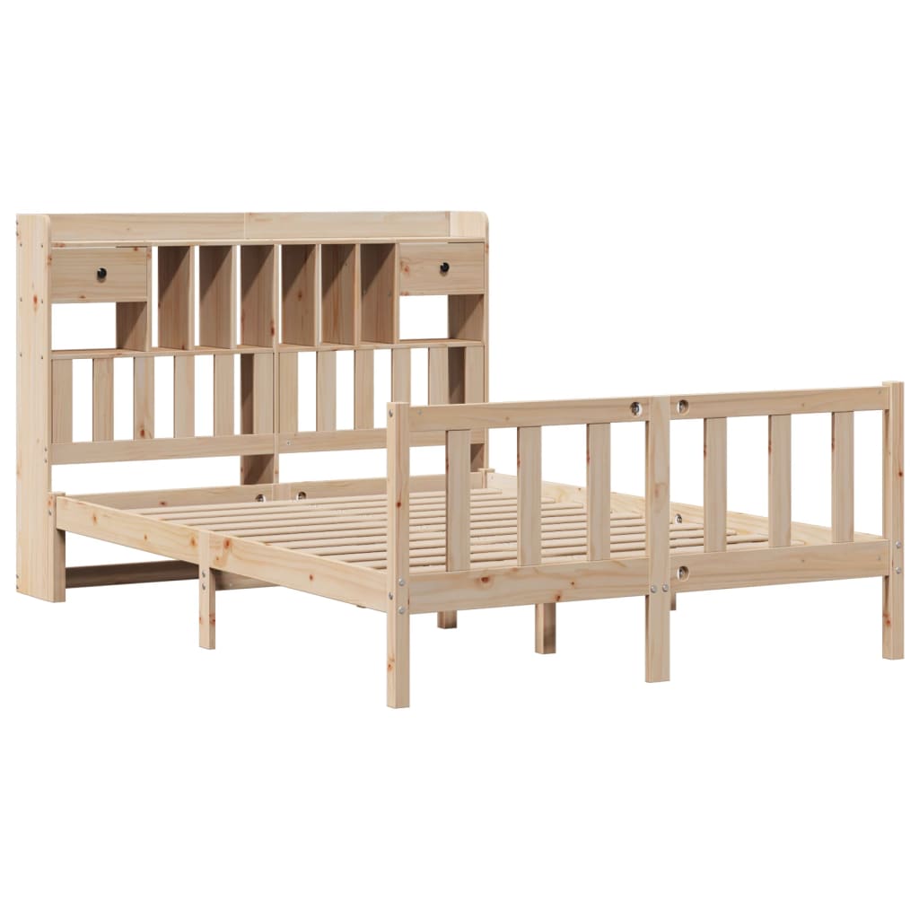 vidaXL Massivholzbett mit Regal ohne Matratze 140x200 cm Kiefernholz