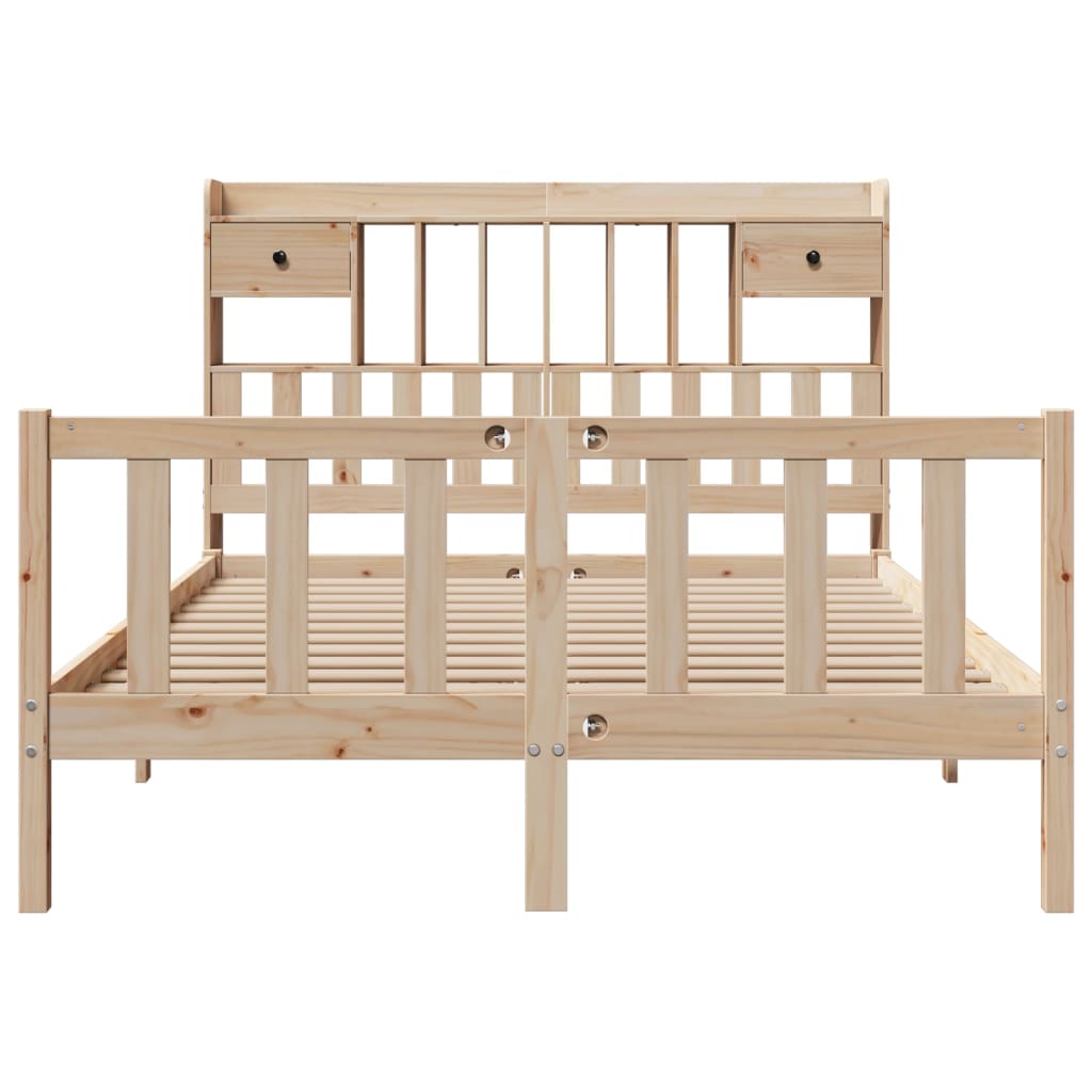vidaXL Massivholzbett mit Regal ohne Matratze 140x200 cm Kiefernholz