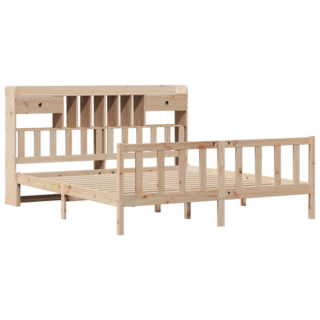 vidaXL Massivholzbett mit Regal ohne Matratze 180x200 cm Kiefernholz