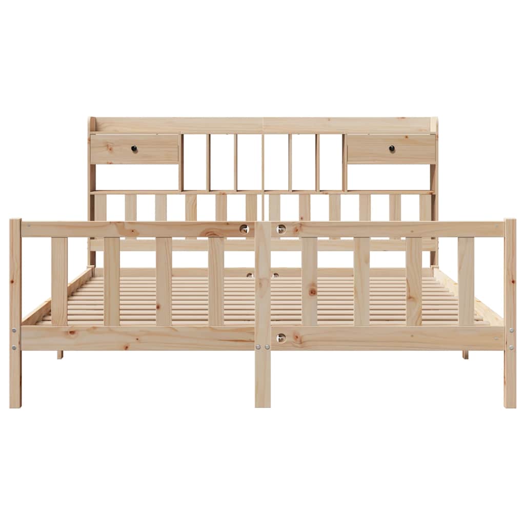 vidaXL Massivholzbett mit Regal ohne Matratze 180x200 cm Kiefernholz