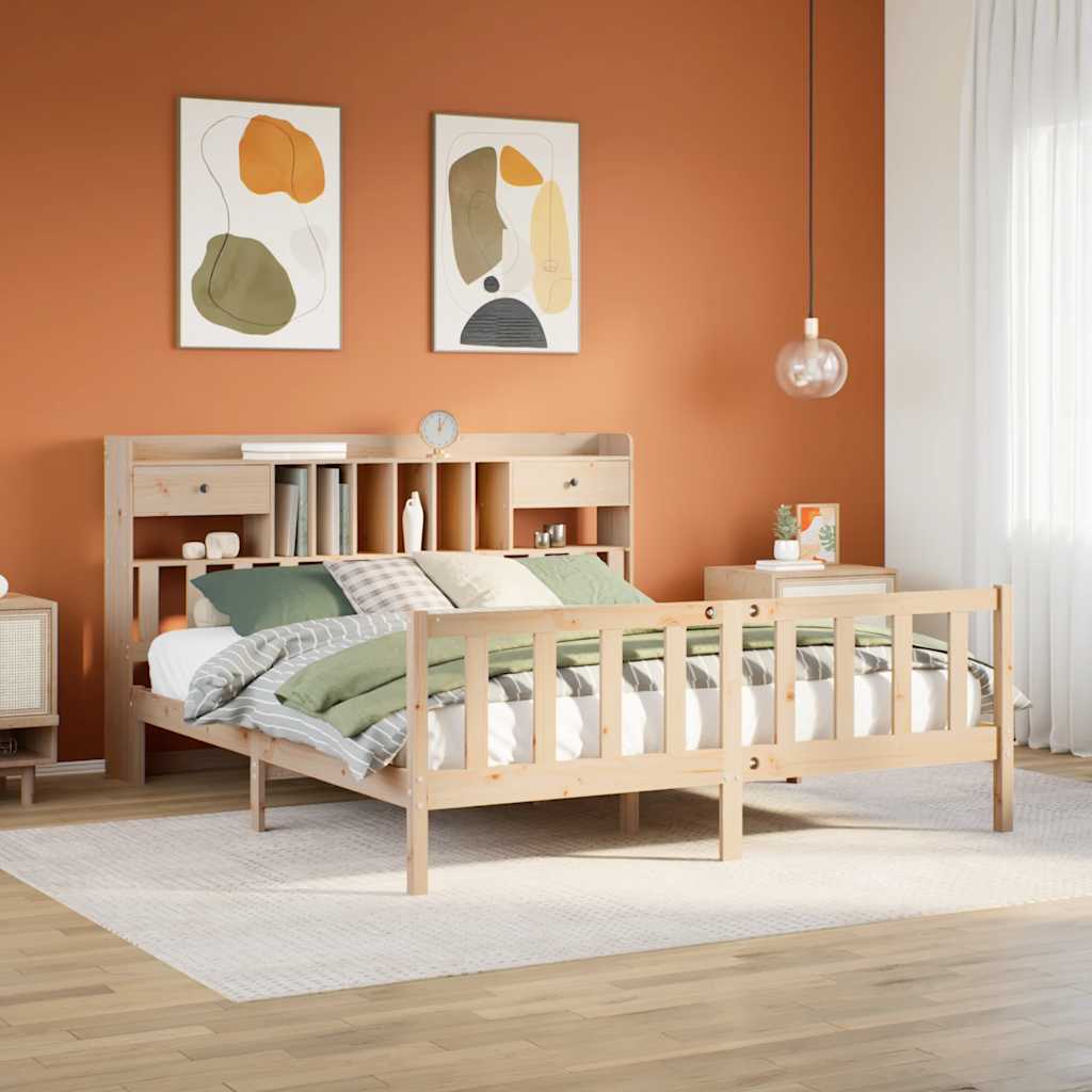 vidaXL Massivholzbett mit Regal ohne Matratze 180x200 cm Kiefernholz