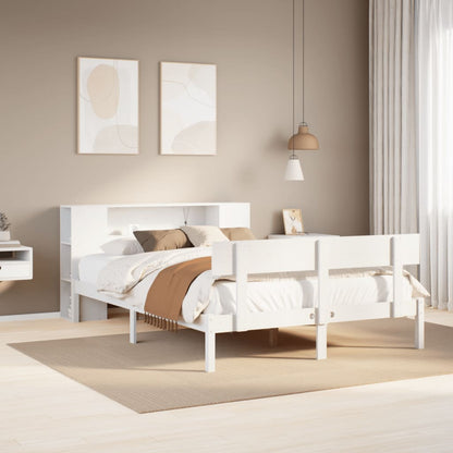 vidaXL Massivholzbett mit Regal ohne Matratze Weiß 135x190 cm Kiefer