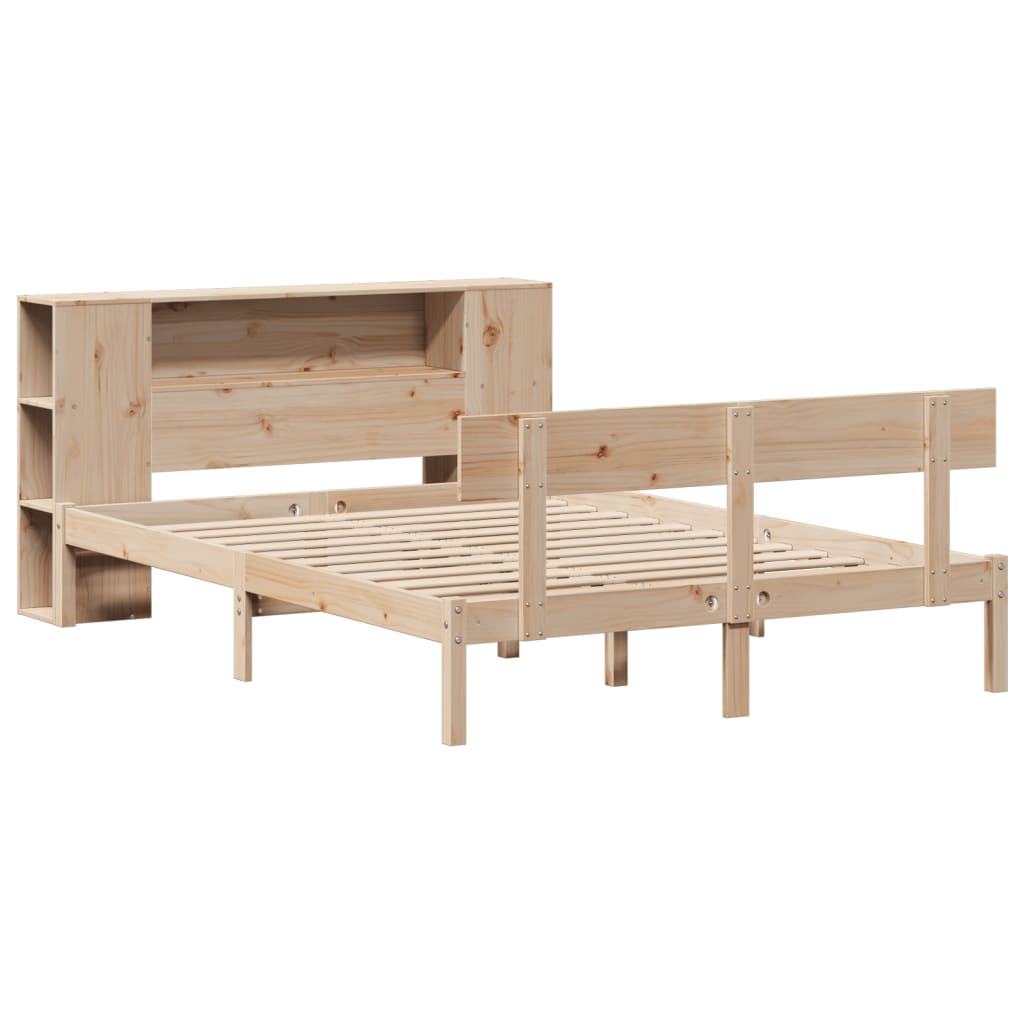 vidaXL Massivholzbett mit Regal ohne Matratze 140x200 cm Kiefernholz