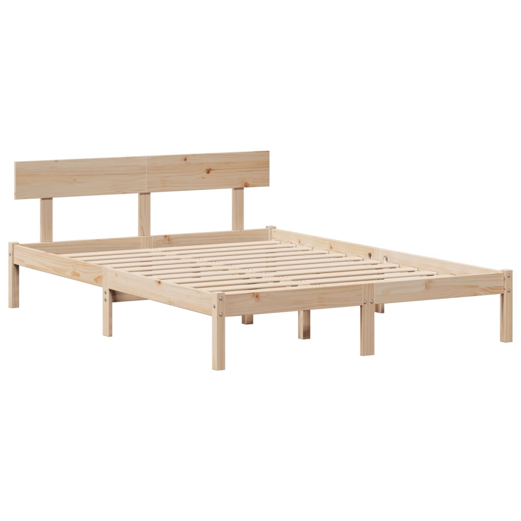vidaXL Massivholzbett mit Regal ohne Matratze 140x200 cm Kiefernholz