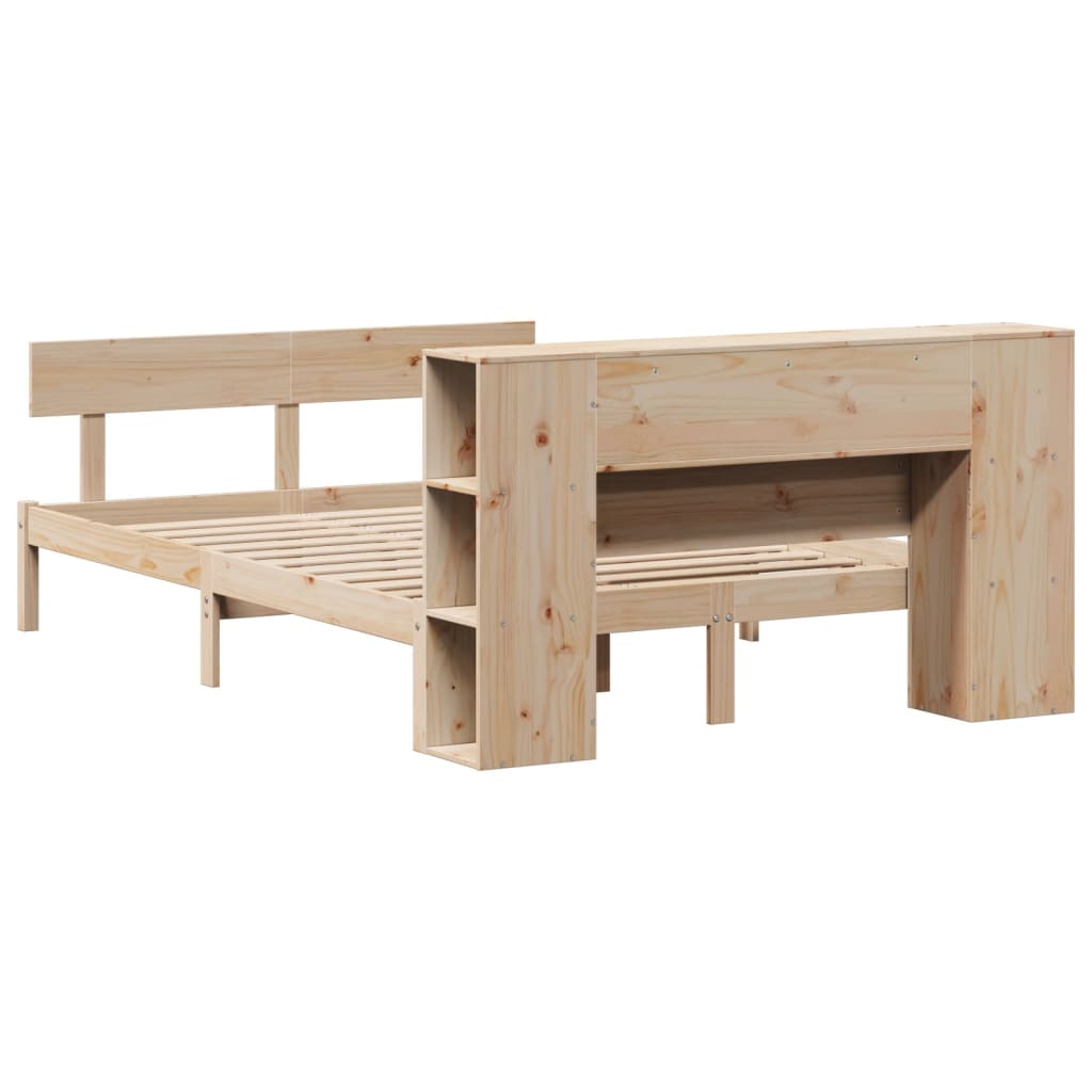 vidaXL Massivholzbett mit Regal ohne Matratze 140x200 cm Kiefernholz