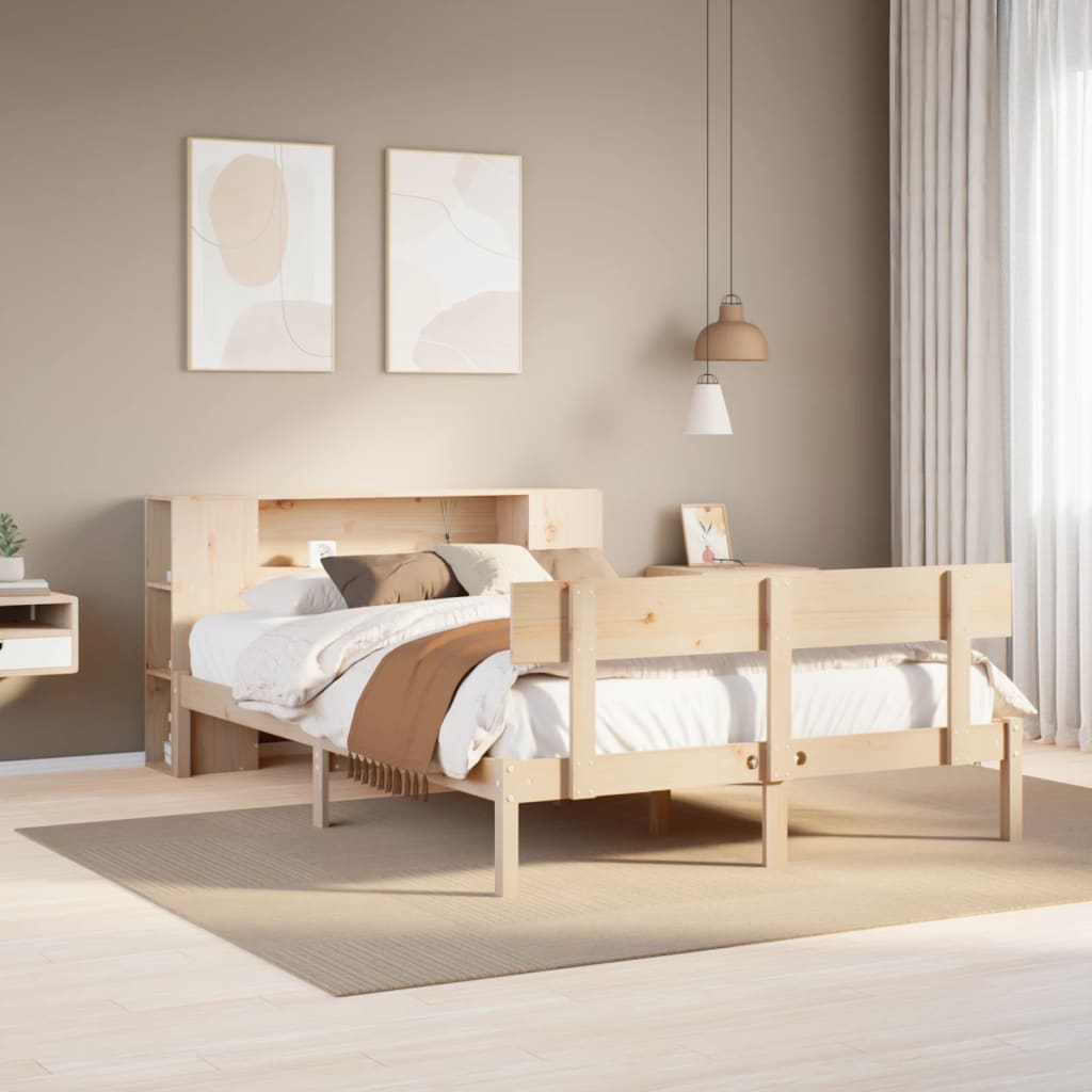 vidaXL Massivholzbett mit Regal ohne Matratze 140x200 cm Kiefernholz