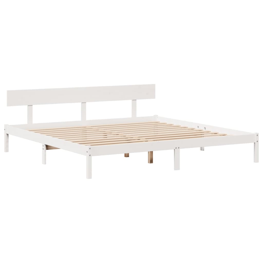 vidaXL Massivholzbett mit Regal ohne Matratze Weiß 200x200 cm Kiefer