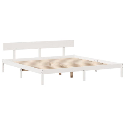 vidaXL Massivholzbett mit Regal ohne Matratze Weiß 200x200 cm Kiefer