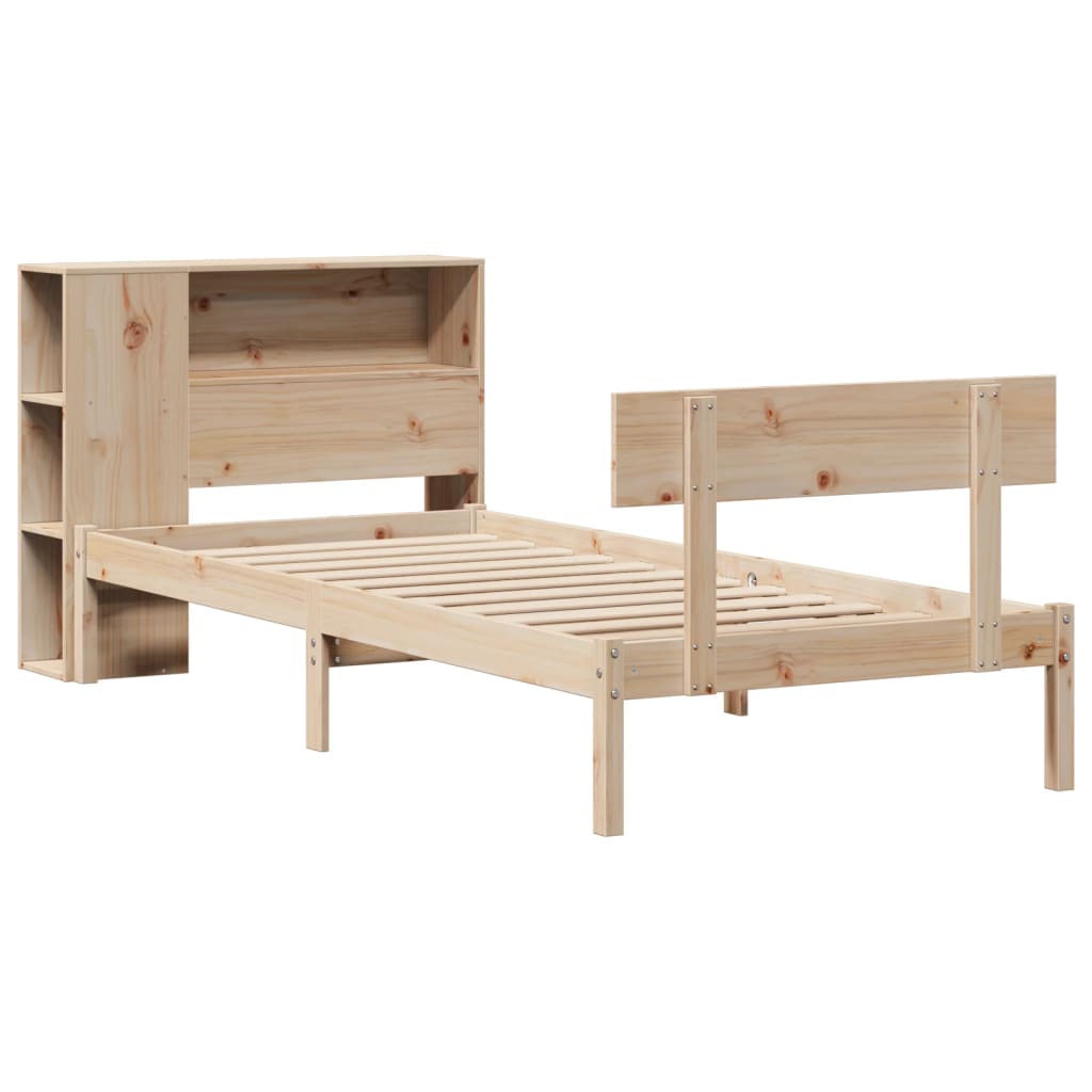 vidaXL Massivholzbett mit Regal ohne Matratze 90x200 cm Kiefernholz