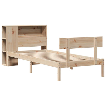 vidaXL Massivholzbett mit Regal ohne Matratze 90x200 cm Kiefernholz