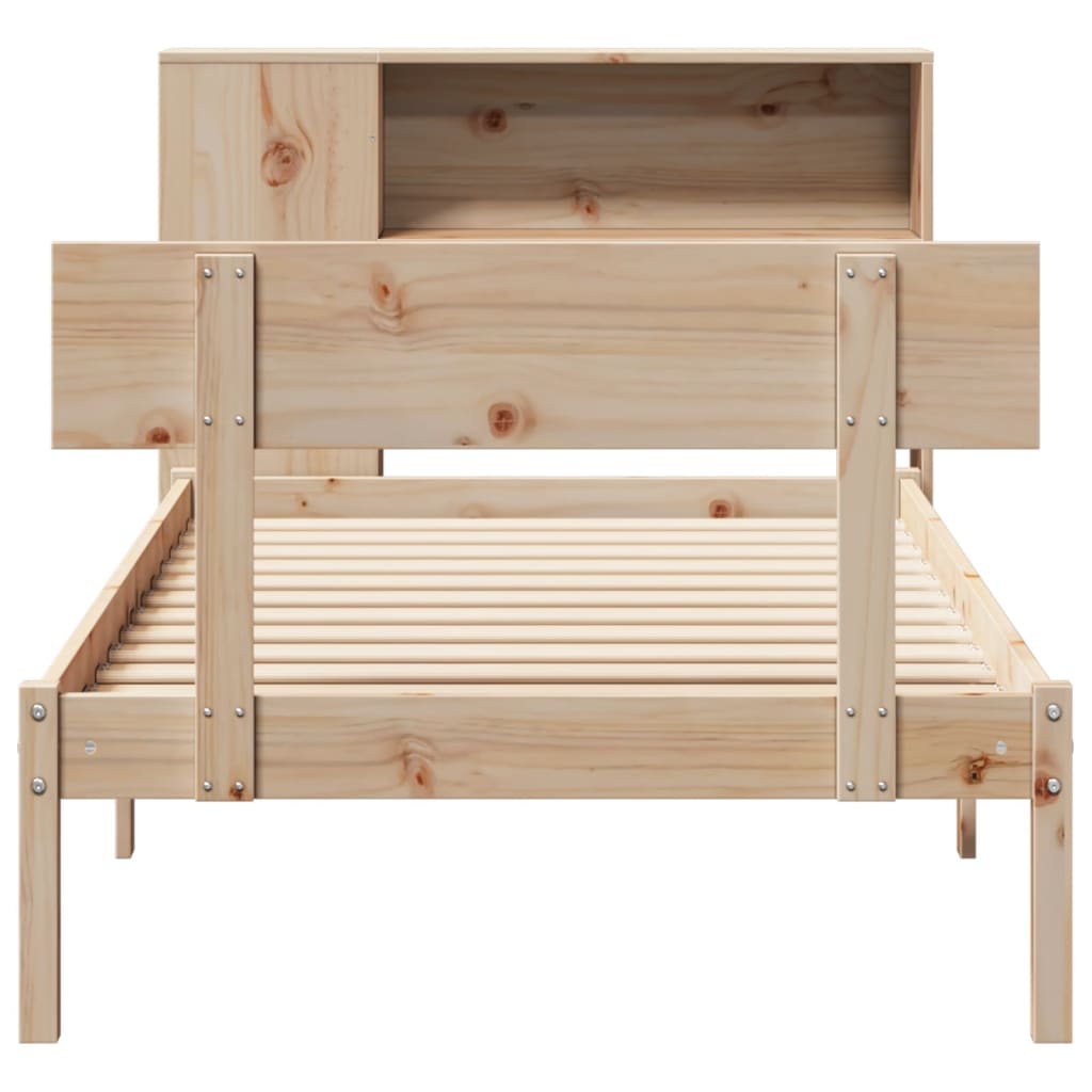 vidaXL Massivholzbett mit Regal ohne Matratze 90x200 cm Kiefernholz
