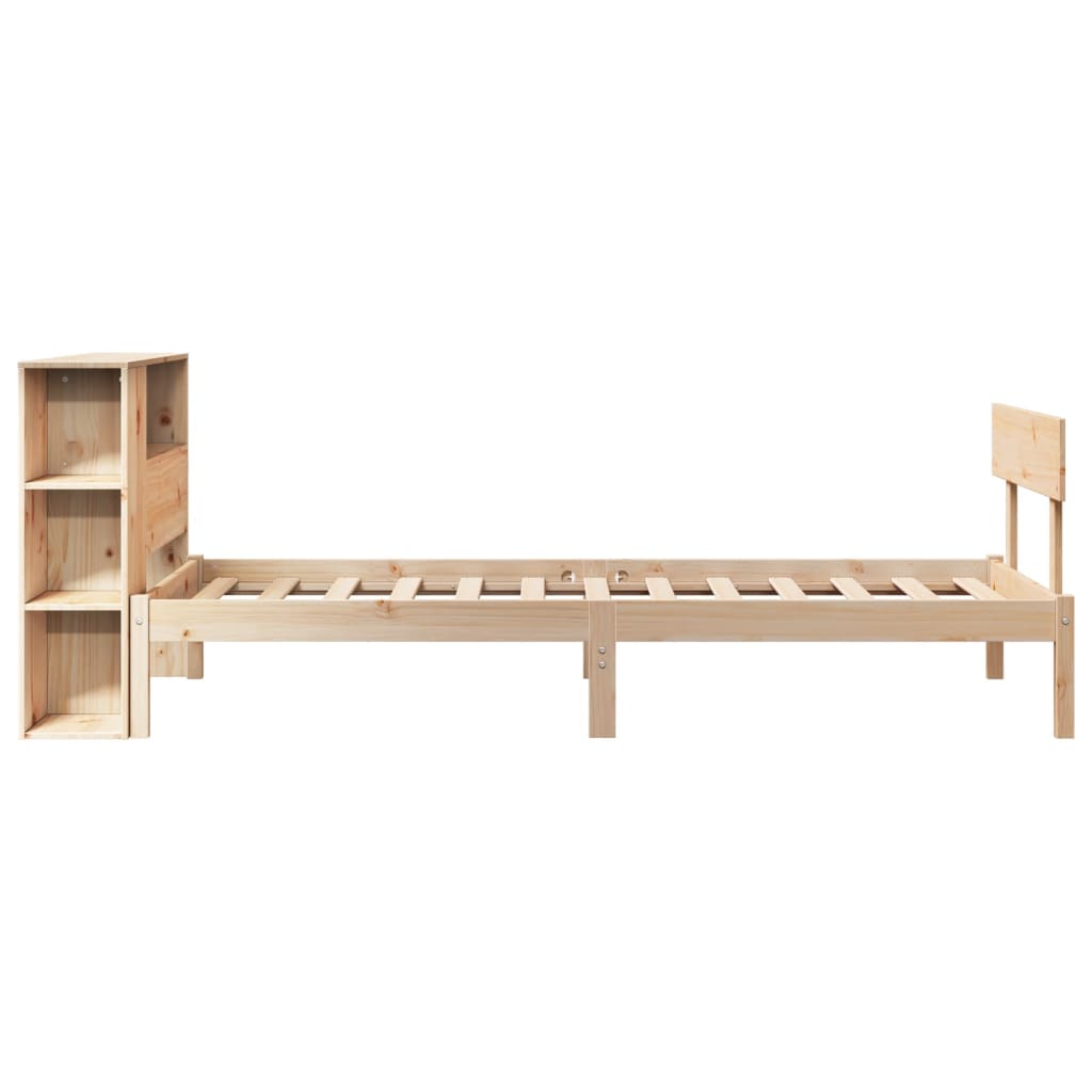 vidaXL Massivholzbett mit Regal ohne Matratze 90x200 cm Kiefernholz