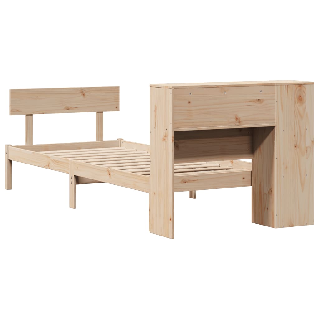 vidaXL Massivholzbett mit Regal ohne Matratze 90x200 cm Kiefernholz