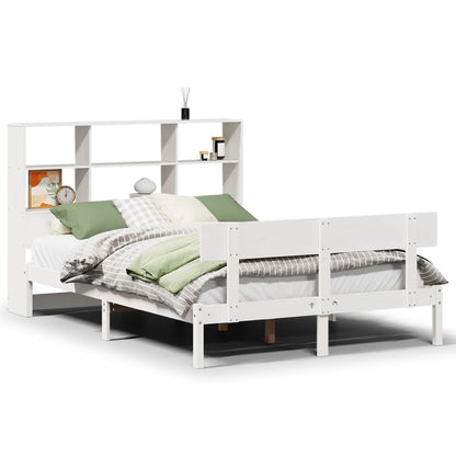 vidaXL Massivholzbett mit Regal ohne Matratze Weiß 120x190 cm Kiefer