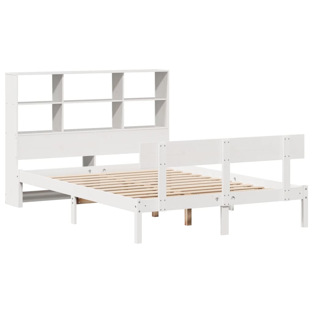 vidaXL Massivholzbett mit Regal ohne Matratze Weiß 120x190 cm Kiefer