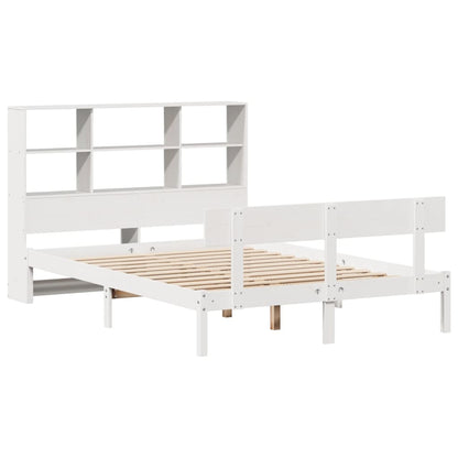 vidaXL Massivholzbett mit Regal ohne Matratze Weiß 120x190 cm Kiefer