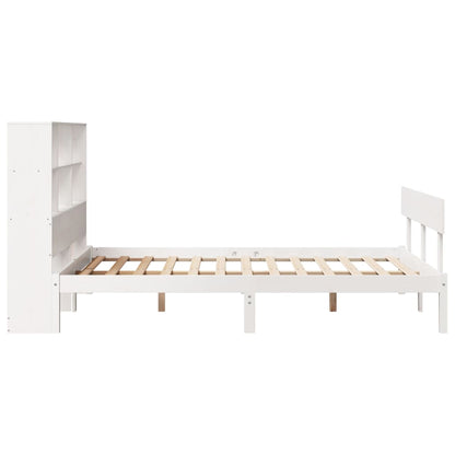 vidaXL Massivholzbett mit Regal ohne Matratze Weiß 120x200 cm Kiefer
