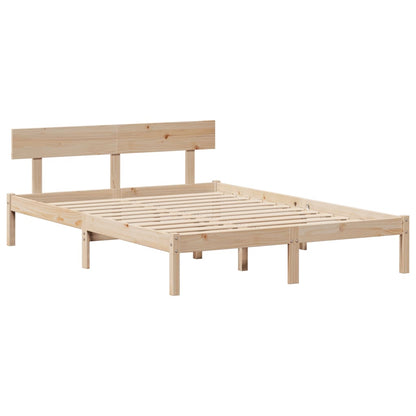 vidaXL Massivholzbett mit Regal ohne Matratze 150x200 cm Kiefernholz