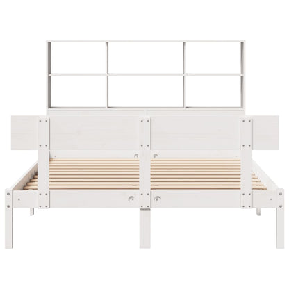 vidaXL Massivholzbett mit Regal ohne Matratze Weiß 160x200 cm Kiefer
