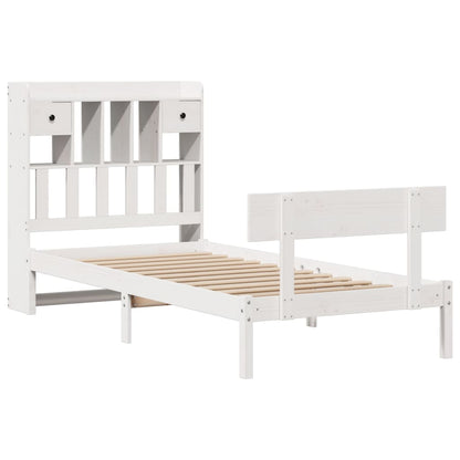vidaXL Massivholzbett mit Regal ohne Matratze Weiß 75x190 cm Kiefer
