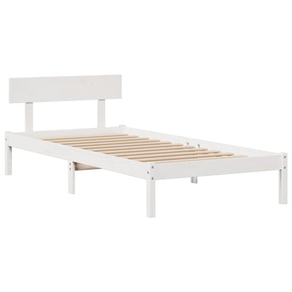 vidaXL Massivholzbett mit Regal ohne Matratze Weiß 75x190 cm Kiefer