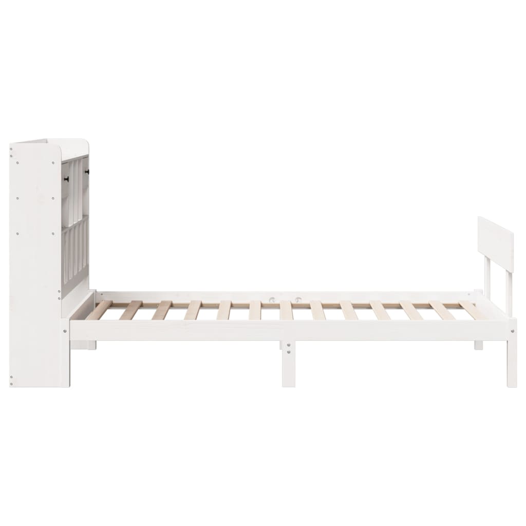 vidaXL Massivholzbett mit Regal ohne Matratze Weiß 75x190 cm Kiefer