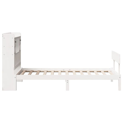 vidaXL Massivholzbett mit Regal ohne Matratze Weiß 75x190 cm Kiefer