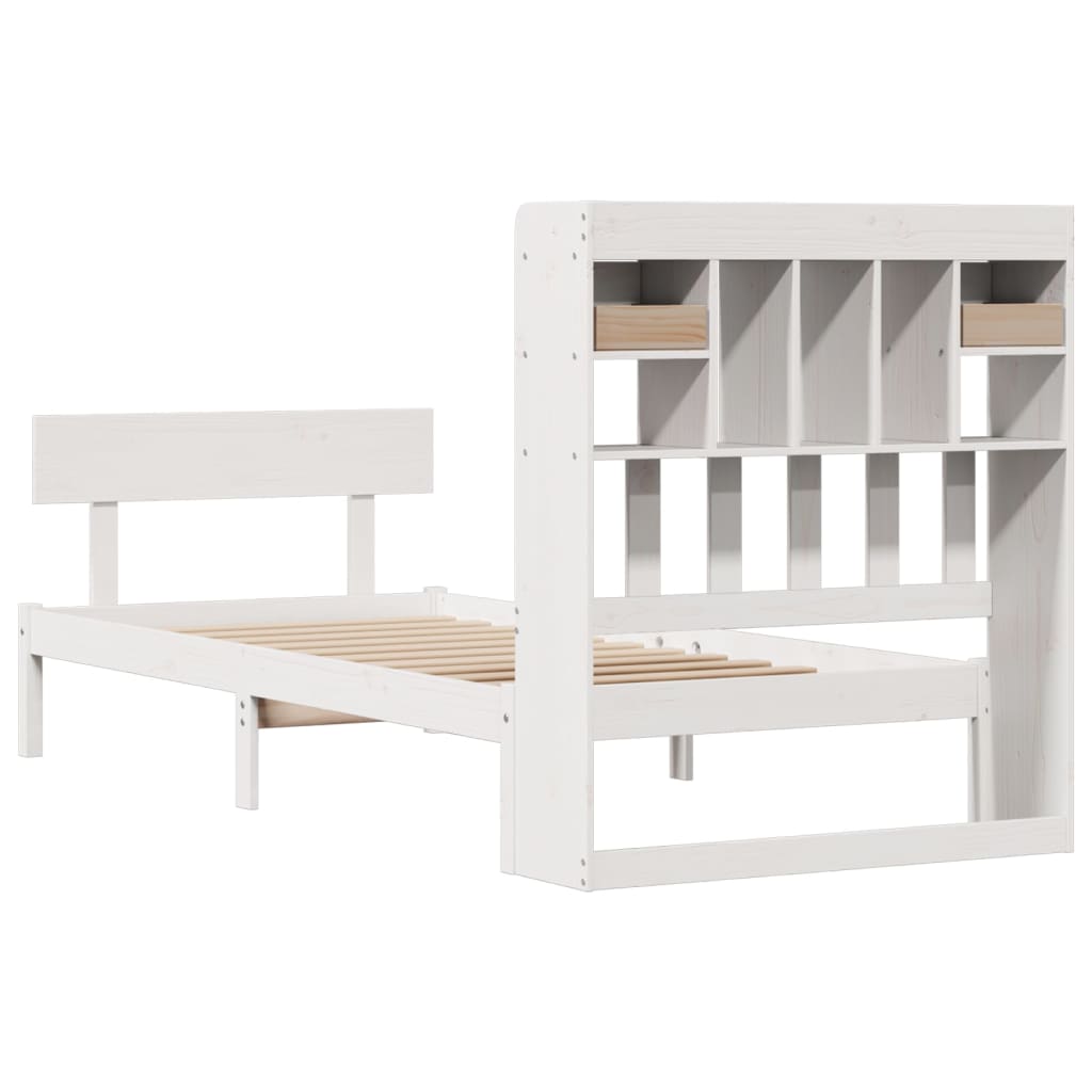 vidaXL Massivholzbett mit Regal ohne Matratze Weiß 75x190 cm Kiefer