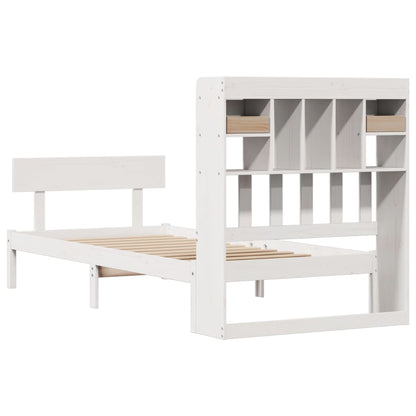 vidaXL Massivholzbett mit Regal ohne Matratze Weiß 75x190 cm Kiefer